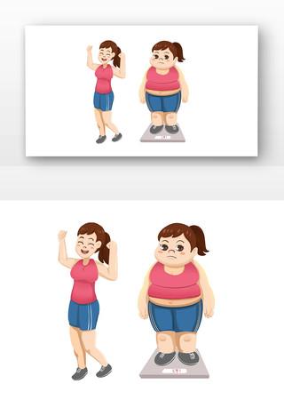 卡通角色减肥胖瘦对比