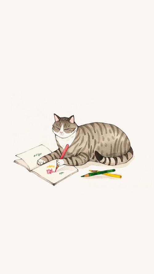 可爱猫咪插画手机壁纸图片