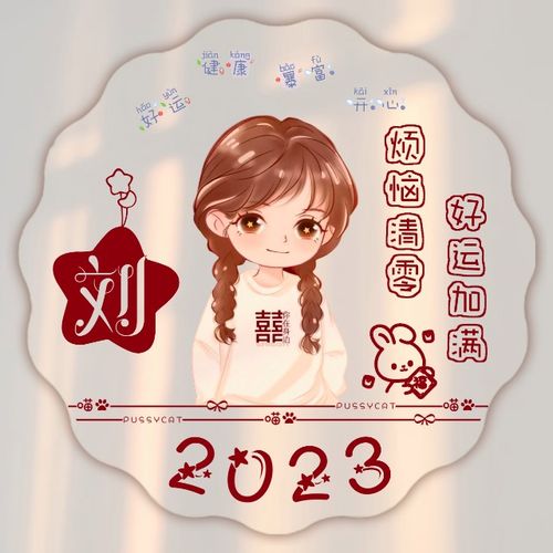 2023新年喜庆红色卡通兔年微信头像设计抖音直播间情侣姓氏头像