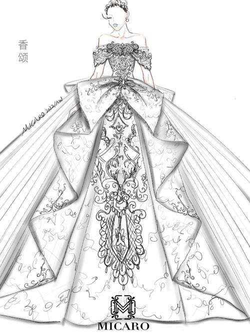 【micaro品牌2023全新系列】光是看这些婚纱设计手稿就给人无限的美好