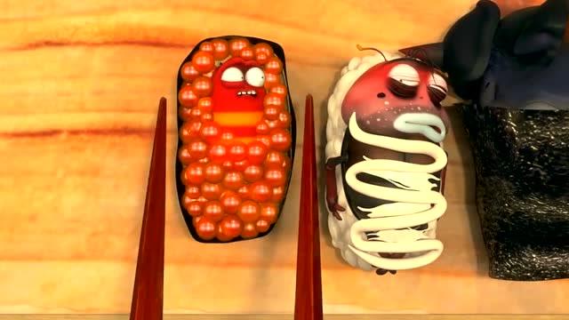 爆笑虫子:虫子们偷吃寿司,结果差点被当成寿司吃,你们是真的皮啊!