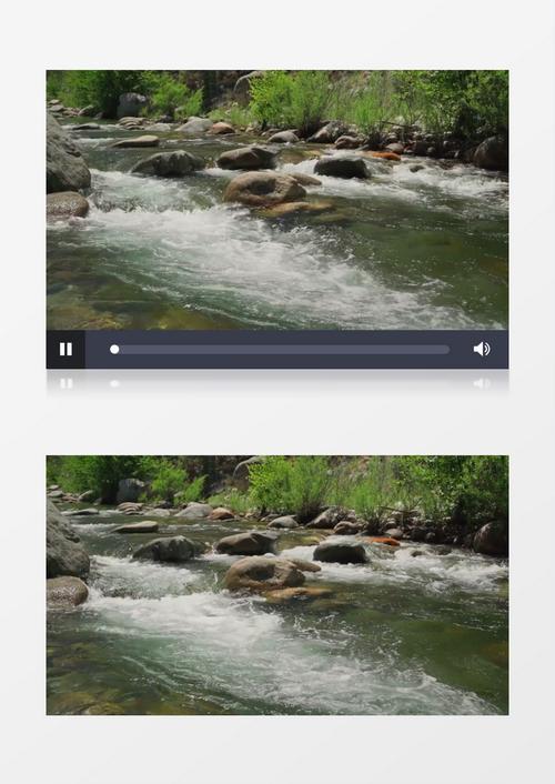 小溪中潺潺流动的水实拍视频素材