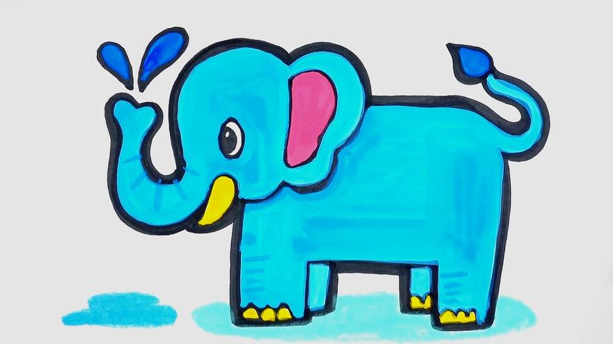 简易画教你怎么画大象,涂完颜色真的太可爱了!