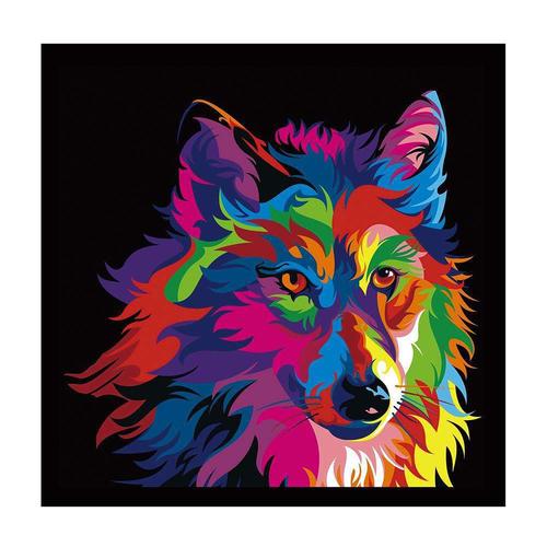 跨境新款5d钻石画 动物系列彩色狼头装饰画 外贸货源