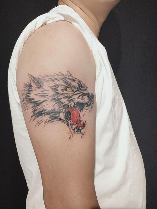 鹰头狼头纹身手稿胳膊