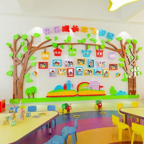 立体幼儿园照片墙面装饰培训班亚克力环境布置背景墙贴画成长树