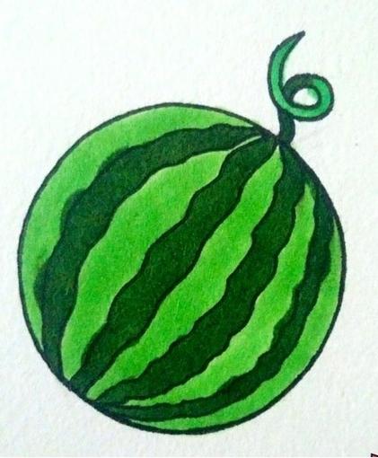 下面我们来一起来学习画简单漂亮的西瓜吧!