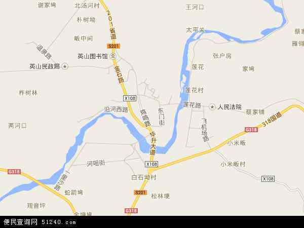 中国湖北省黄冈市英山县温泉镇地图(卫星地图)