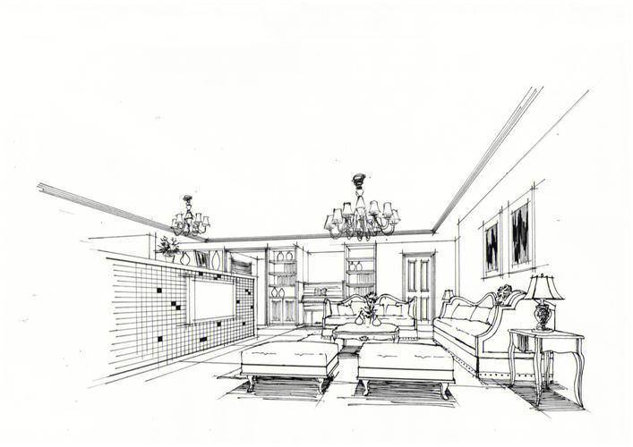 一组欧式风格的室内手绘效果图,包含客厅和卧室,希望大家喜欢!