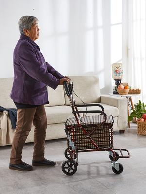 家用老人能推能坐椅子行车轻便折叠四轮老年买菜车便携购物车