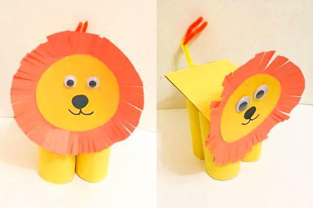 儿童环保手工:回收利用卫生纸芯制作狮子(步骤图解)