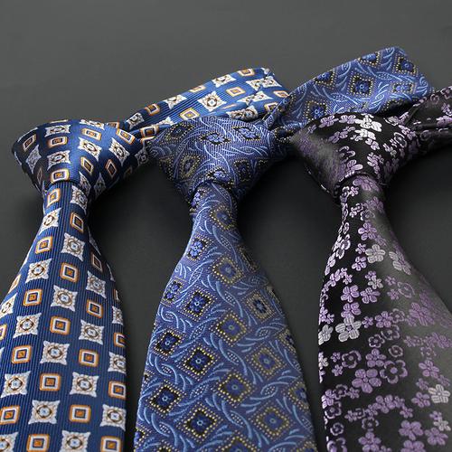 欧美正装商务中年男士领带 圆点格子花纹领带男8cm 结婚宴会领带