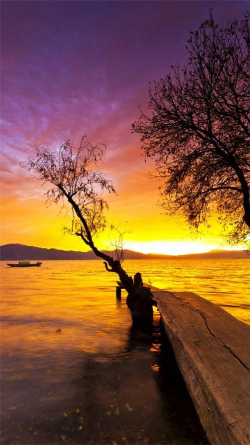 大理洱海边日出日落唯美风景精选手机壁纸图片大全