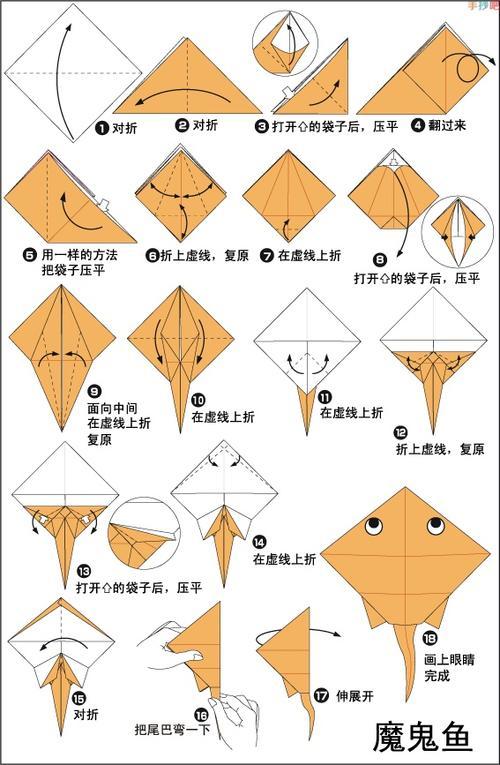 纸艺有趣的折纸教你如何折海鱼魔鬼鱼折纸蝠鲼存在了1亿多年的古老