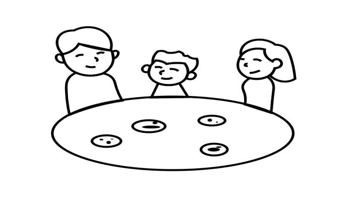 画一家人吃饭的场景 简笔画