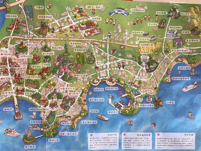 青岛旅游地图,好萌的感觉.