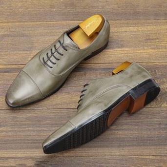 高端尖头牛津鞋男士商务鞋舒适经典英伦皮鞋外贸复古擦色正装鞋