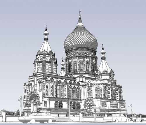 圣索菲亚大教堂su模型 古建筑su模型