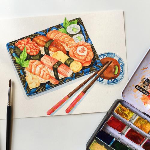 寿司马克笔手绘图片