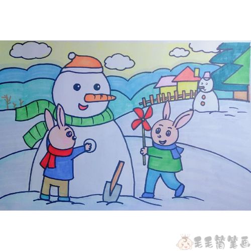 以雪为主题的儿童画