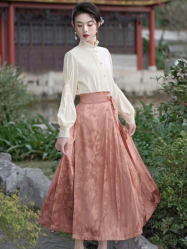 芬格顿马面裙全套新中式夏季日常现代汉服女国风对襟立领衬衣改良飞机