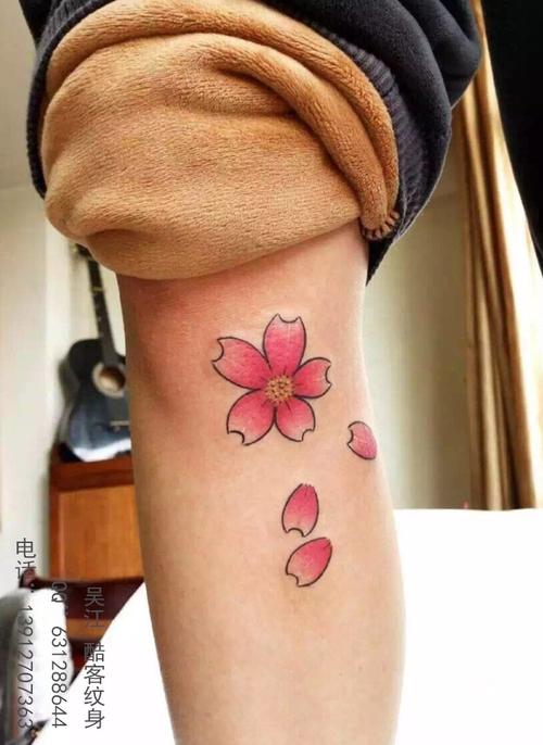 日本樱花纹身手稿图片