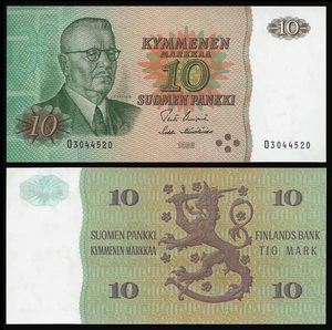 全新unc 芬兰1980年10马克 无litt初版 外国钱币纸币