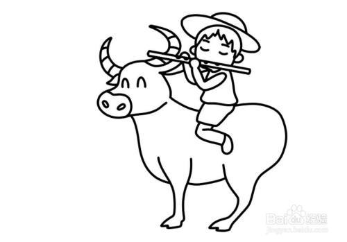 怎么画牧童骑黄牛简笔画