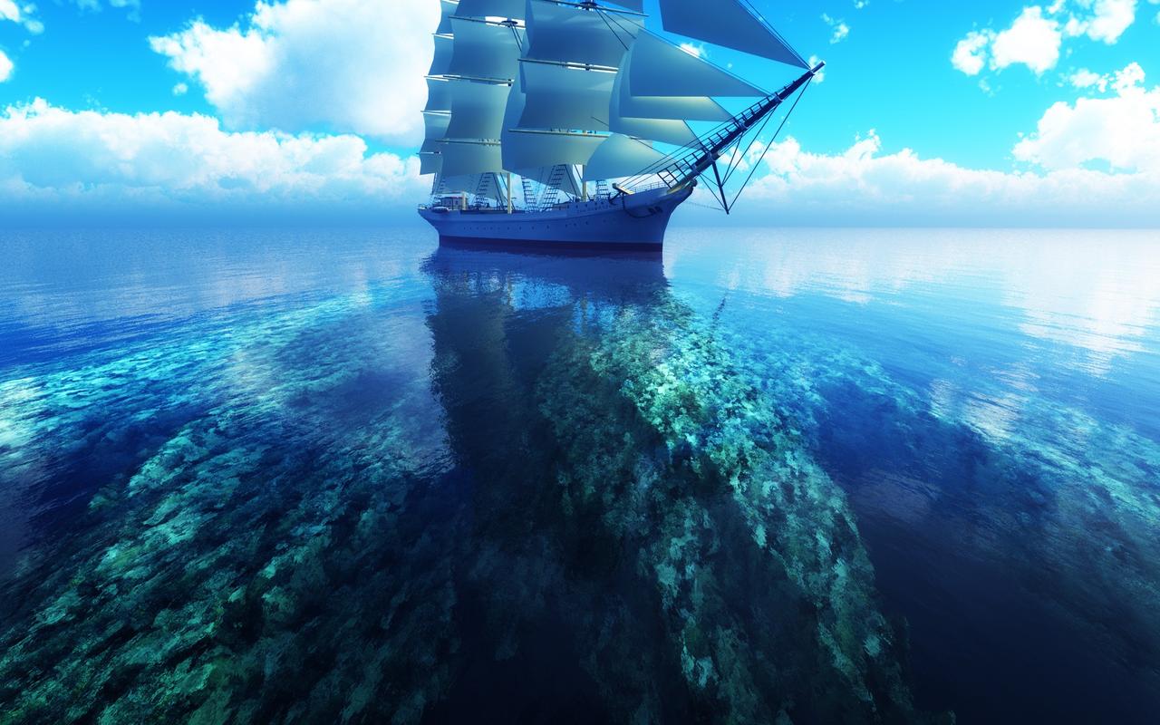 壁纸3d帆船蓝色的大海 1920x1200 hd 高清壁纸, 图片, 照片