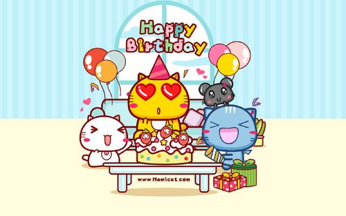 哈咪猫生日快乐可爱图片桌面壁纸-卡通动漫-壁纸下载-美桌网