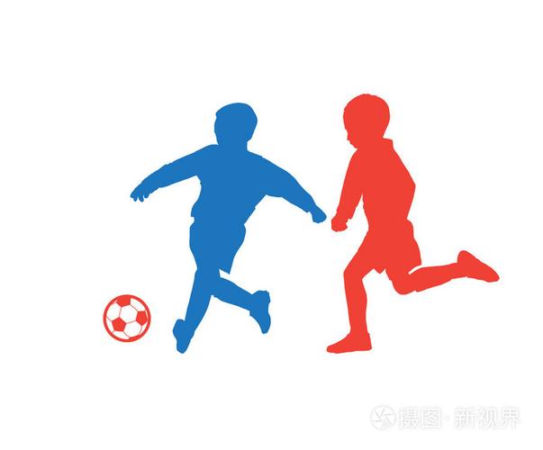 足球足球球员的轮廓剪影轮廓儿童足球运动员孩子们的足球运动员插图