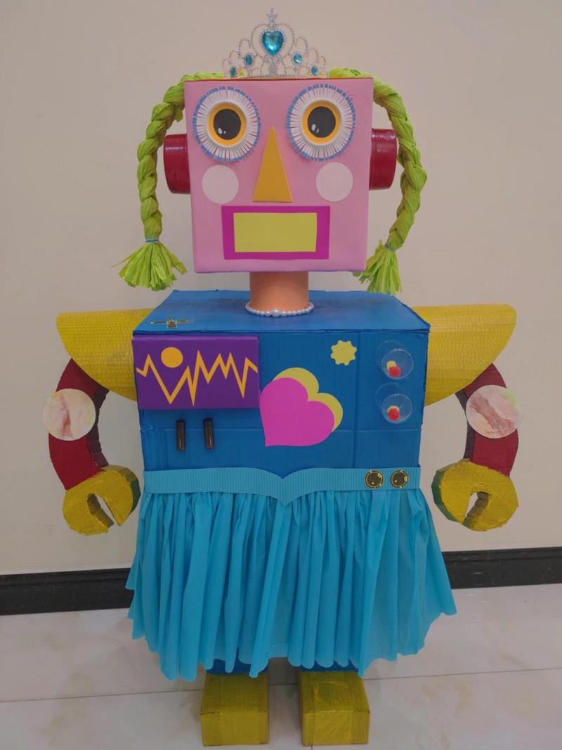 纸箱机器人(幼儿园diy手工制作) 幼儿园中班作业 和小朋友一起完成吧