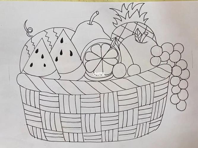 水果篮子  满满一篮子小水果来点儿童创意画#儿童创意画