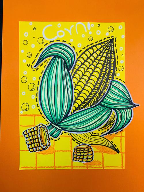 线描玉米99#儿童创意美术  #每日一画  #线描  #玉米