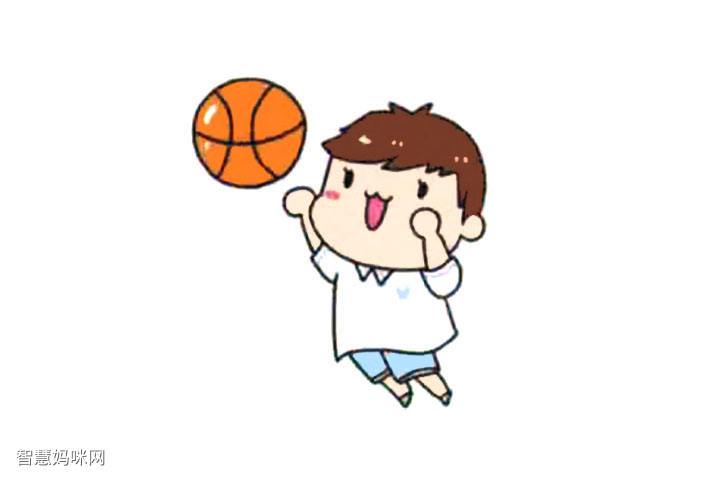 运动人物简笔画打篮球的小男孩