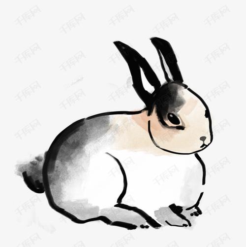 中国风水墨兔子免抠png素材