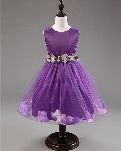 儿童礼服女童公主蓬蓬裙演出服大童礼物婚纱连衣裙小女孩紫色裙子