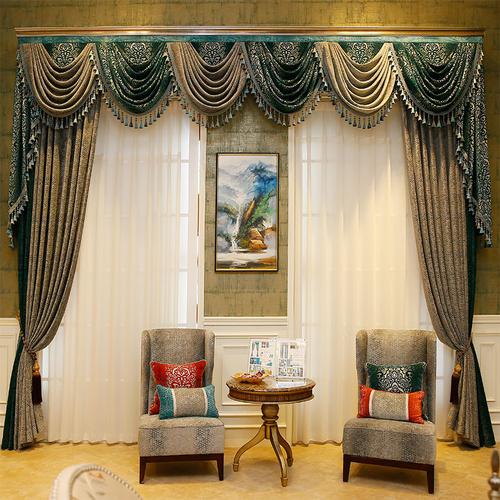 欧式窗帘客厅奢华大气简欧豪华雪尼尔美式别墅定制窗帘
