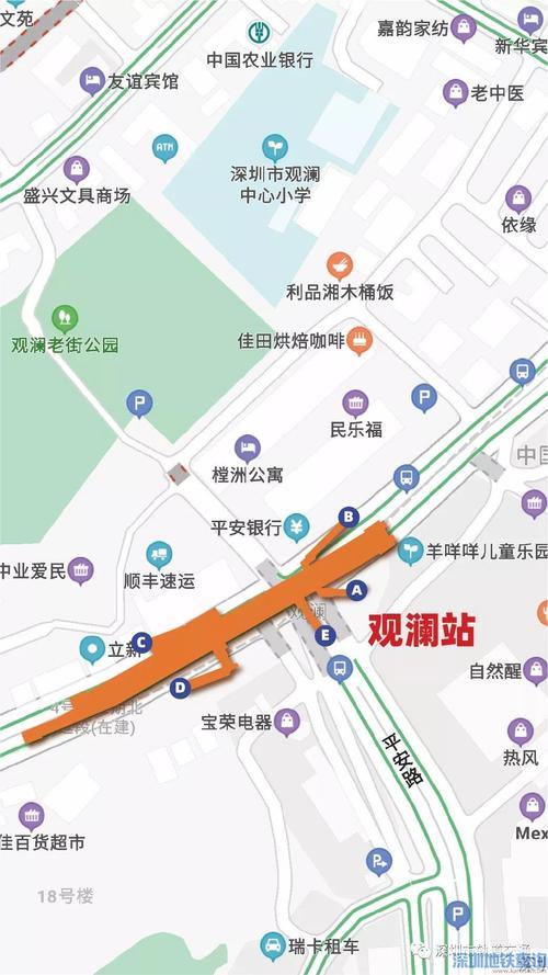 深圳地铁4号线北延段观澜站具体位置,出入口分布