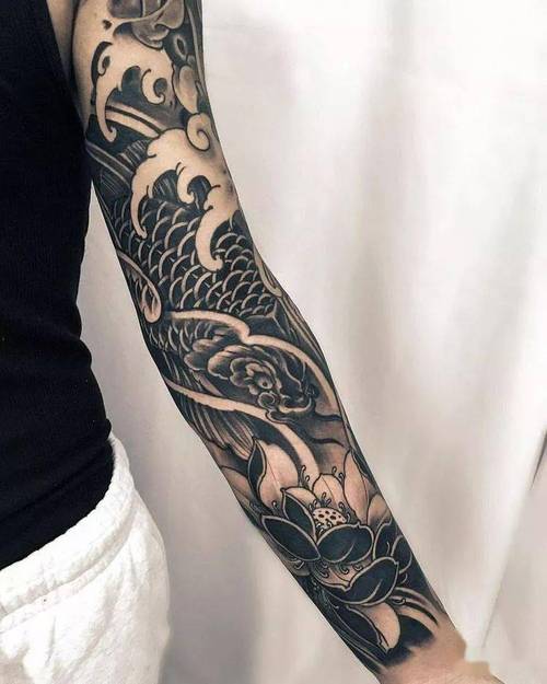 锦鲤象征好运的纹身图案