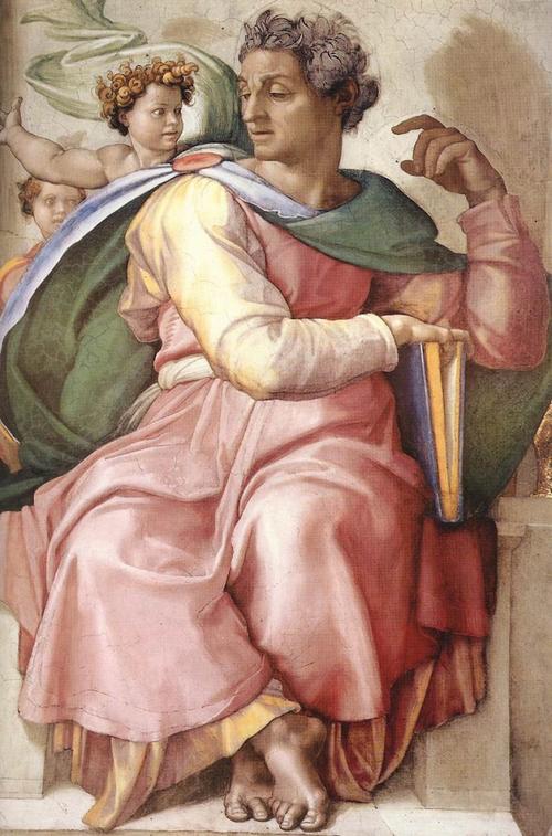米开朗基罗,《先知以赛亚书》,梵蒂冈西斯廷教堂壁画,1509年拉斐尔
