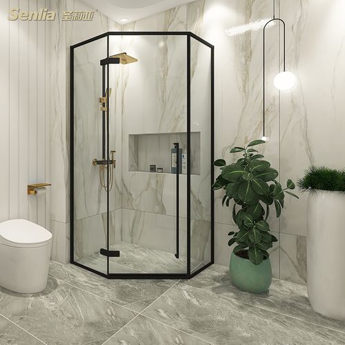 圣莉亚淋浴房钻石型定制玻璃干湿分离门洗澡隔断不锈钢卫生间简易