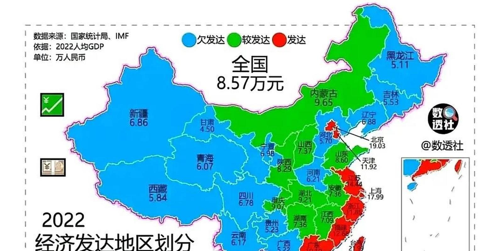 中国发达地区,较发达地区,欠发达地区分布图.