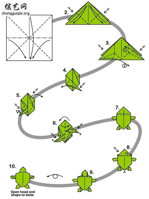 简单动物折纸教程可爱的小折纸乌龟图解╭纸的折法