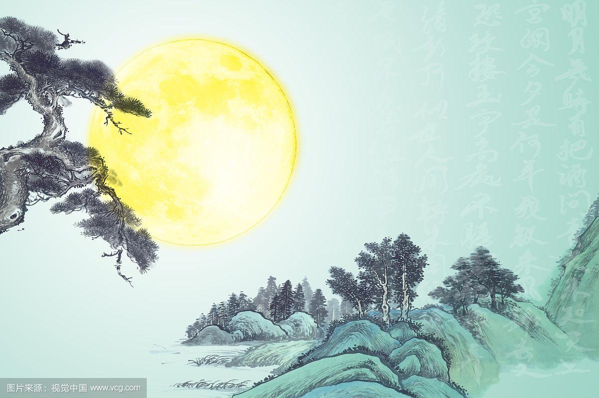 国画,中秋节,月亮