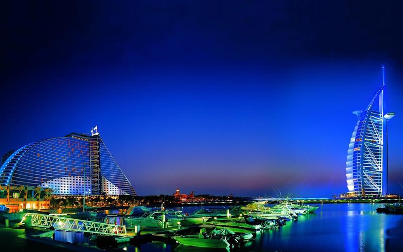 迪拜夜景天际线-都市高清壁纸