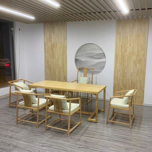 原木大板实木禅意茶桌新中式茶桌椅组合家用办公室一体茶台茶几