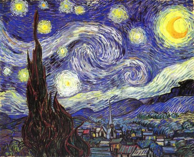 荷兰名画《星月夜》,文森特·威廉·梵高作品,世界名画