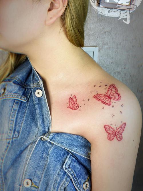 肩膀蝴蝶小清新_纹身图案手稿图片_燕郊西界的纹身作品集
