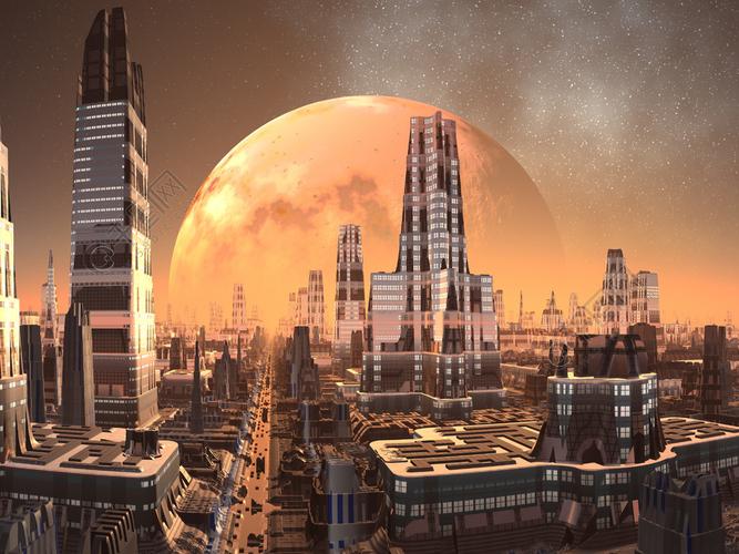 星球崛起未来的外星城市上空